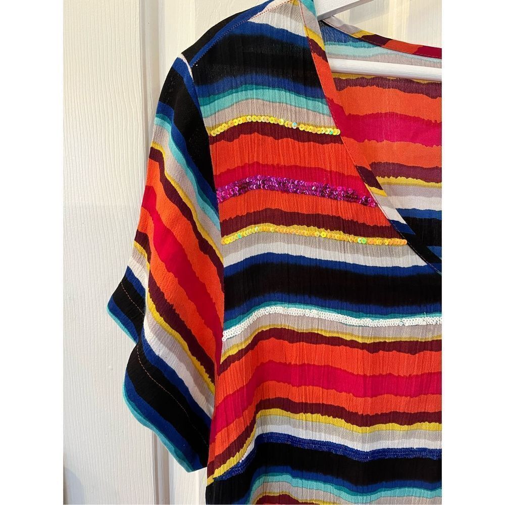Soft Surroundings Multi Stripe Sequin Top Sz Xl E… - image 2